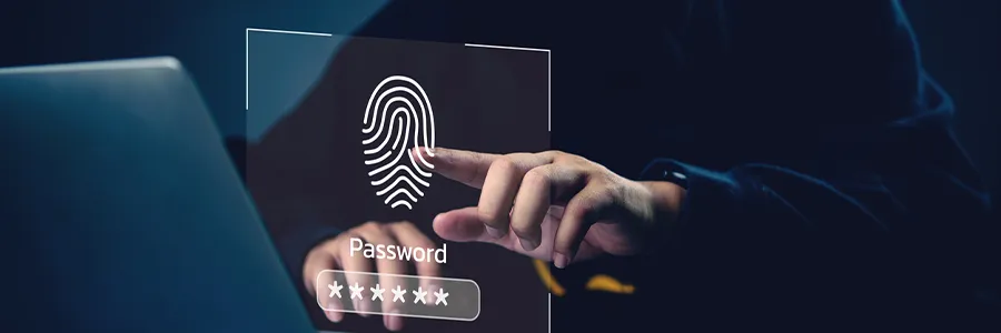 a finger touching a fingerprint scanner