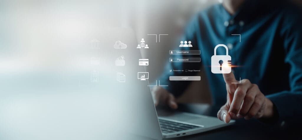 A man logging into a secure portal.