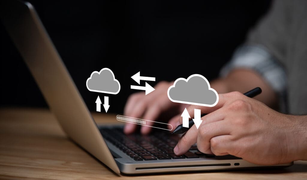 Data transferring through the cloud.
